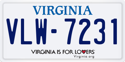 VA license plate VLW7231