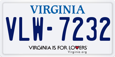 VA license plate VLW7232