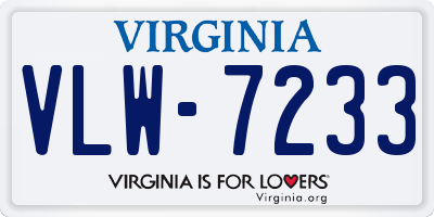 VA license plate VLW7233