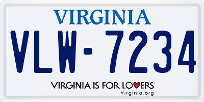 VA license plate VLW7234