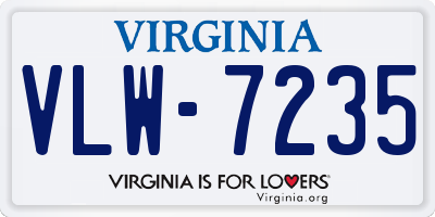 VA license plate VLW7235