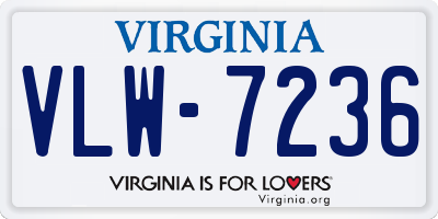 VA license plate VLW7236