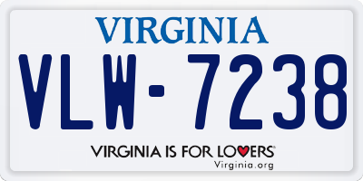 VA license plate VLW7238