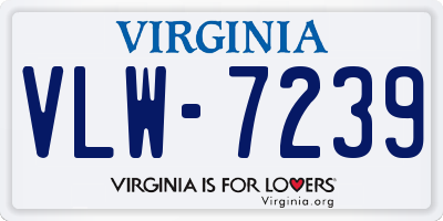 VA license plate VLW7239