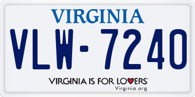 VA license plate VLW7240