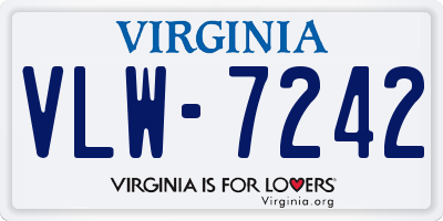 VA license plate VLW7242