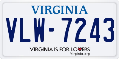 VA license plate VLW7243