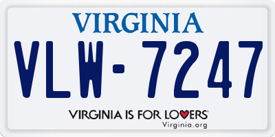 VA license plate VLW7247