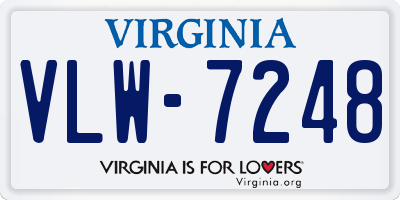 VA license plate VLW7248