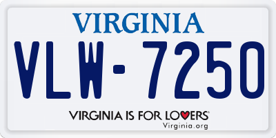 VA license plate VLW7250