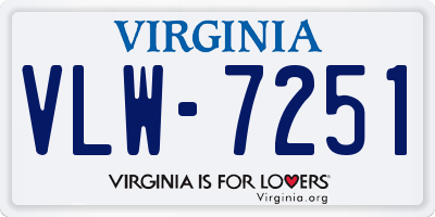 VA license plate VLW7251