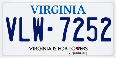 VA license plate VLW7252