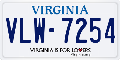 VA license plate VLW7254