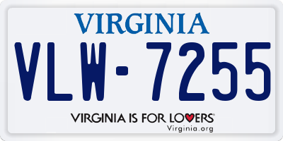 VA license plate VLW7255