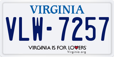 VA license plate VLW7257