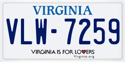 VA license plate VLW7259