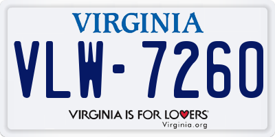 VA license plate VLW7260