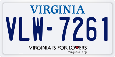 VA license plate VLW7261