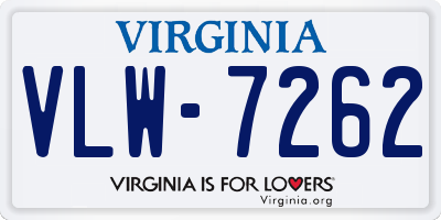 VA license plate VLW7262