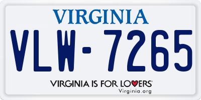 VA license plate VLW7265