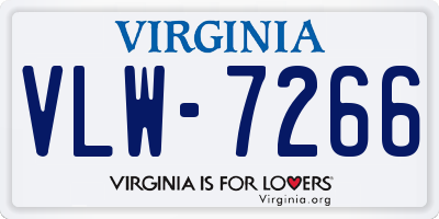 VA license plate VLW7266