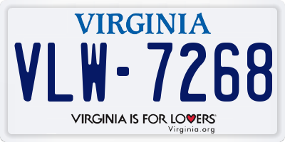 VA license plate VLW7268