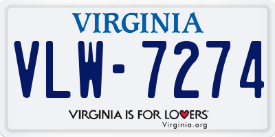 VA license plate VLW7274