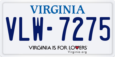 VA license plate VLW7275