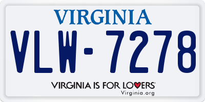 VA license plate VLW7278