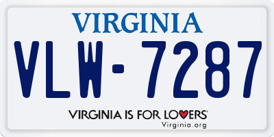 VA license plate VLW7287