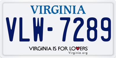 VA license plate VLW7289