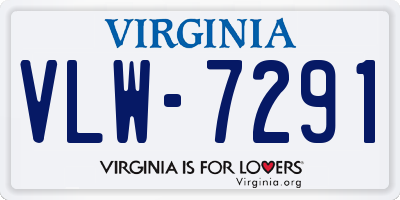 VA license plate VLW7291