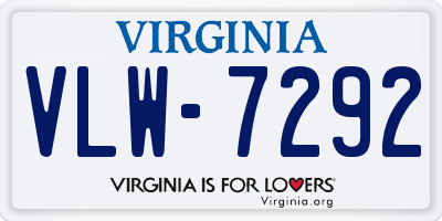 VA license plate VLW7292