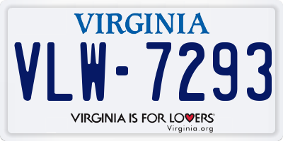 VA license plate VLW7293