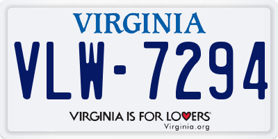 VA license plate VLW7294