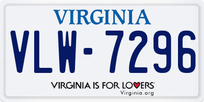 VA license plate VLW7296