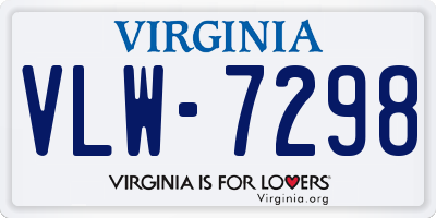 VA license plate VLW7298