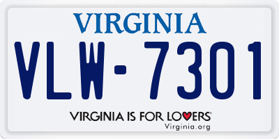 VA license plate VLW7301