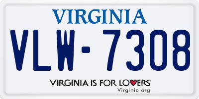 VA license plate VLW7308