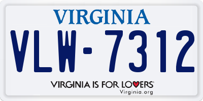 VA license plate VLW7312