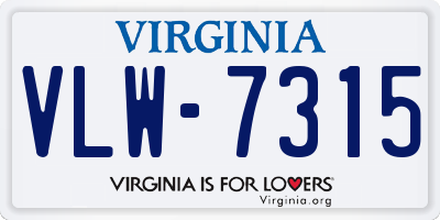 VA license plate VLW7315