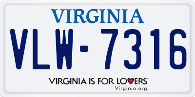 VA license plate VLW7316