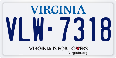 VA license plate VLW7318