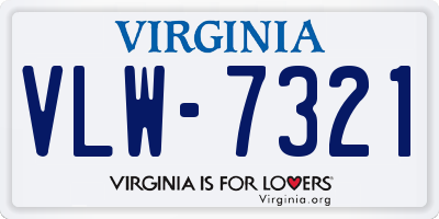 VA license plate VLW7321