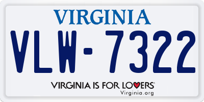 VA license plate VLW7322