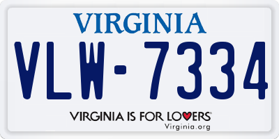 VA license plate VLW7334