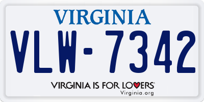 VA license plate VLW7342