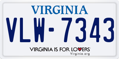 VA license plate VLW7343