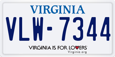 VA license plate VLW7344