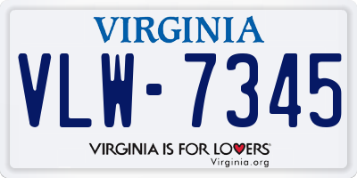 VA license plate VLW7345